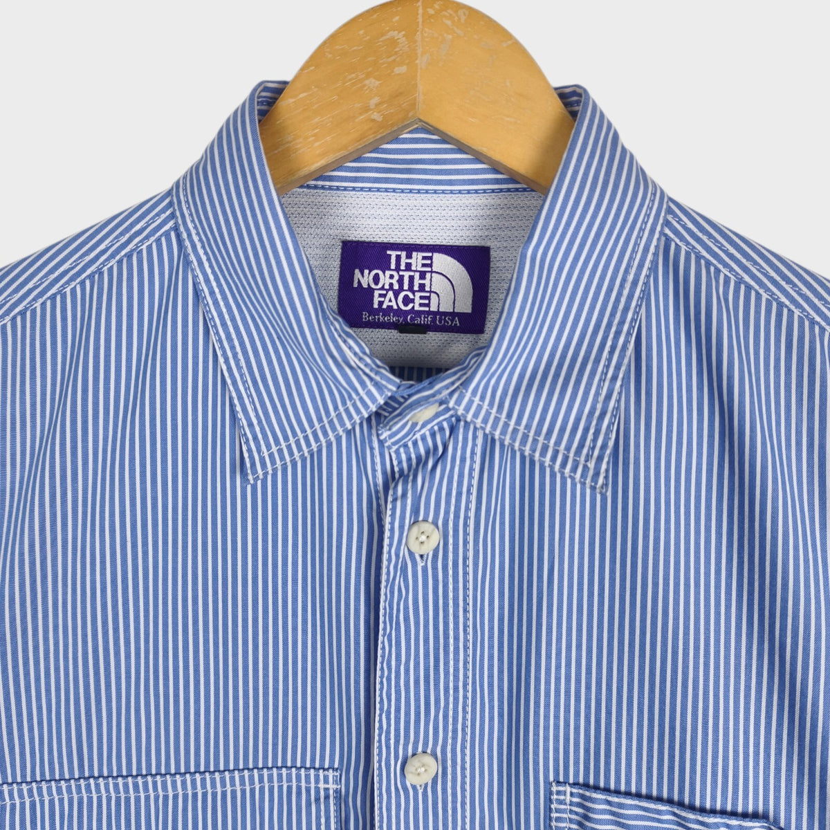 THE NORTH FACE PURPLE LABEL Men's Blue Striped Utility Shirt