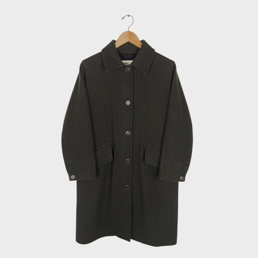 MHL MARGARET HOWELL Women's Dark Green 100% Wool Coat