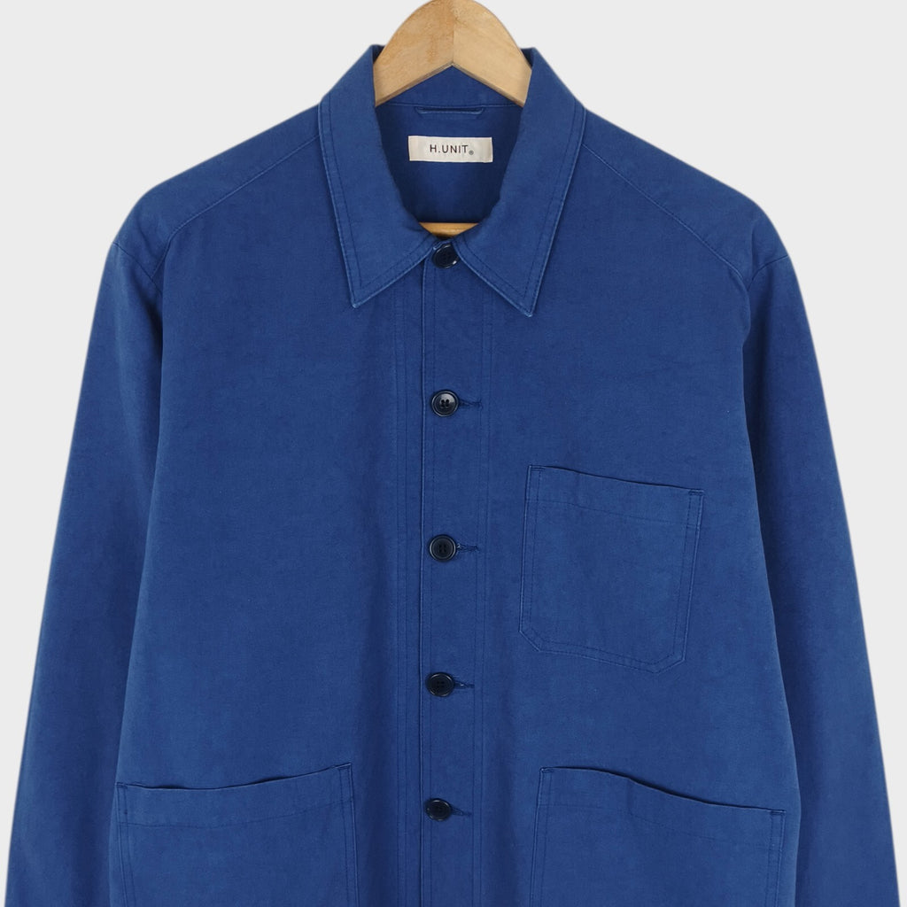 H.UNIT Men's Made in Japan Blue 100% Cotton Relaxed Fit Chore Jacket