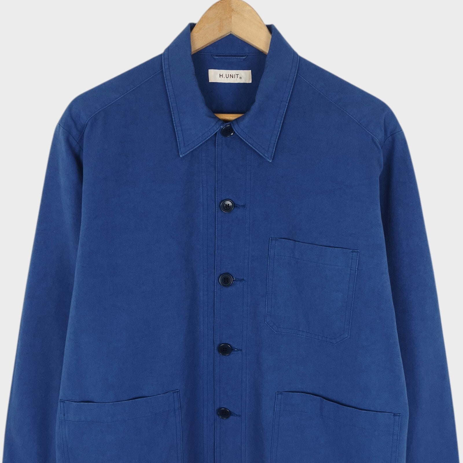 H.UNIT Men's Made in Japan Blue 100% Cotton Relaxed Fit Chore Jacket