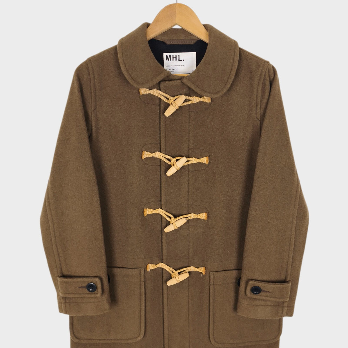MHL MARGARET HOWELL Women's Brown 100% Wool Duffle Coat