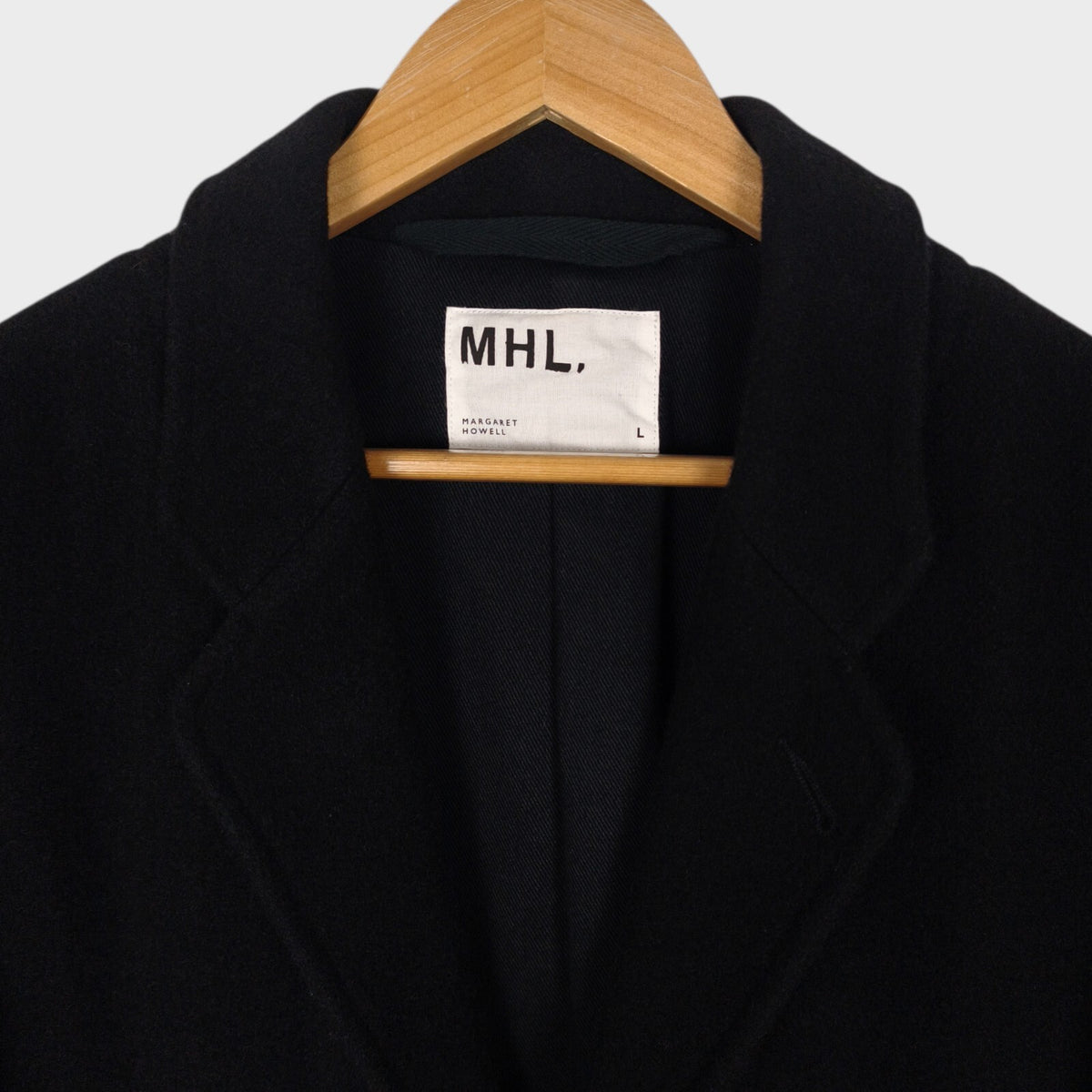 MHL MARGARET HOWELL Men's Black Heavyweight 100% Melton Wool Coat