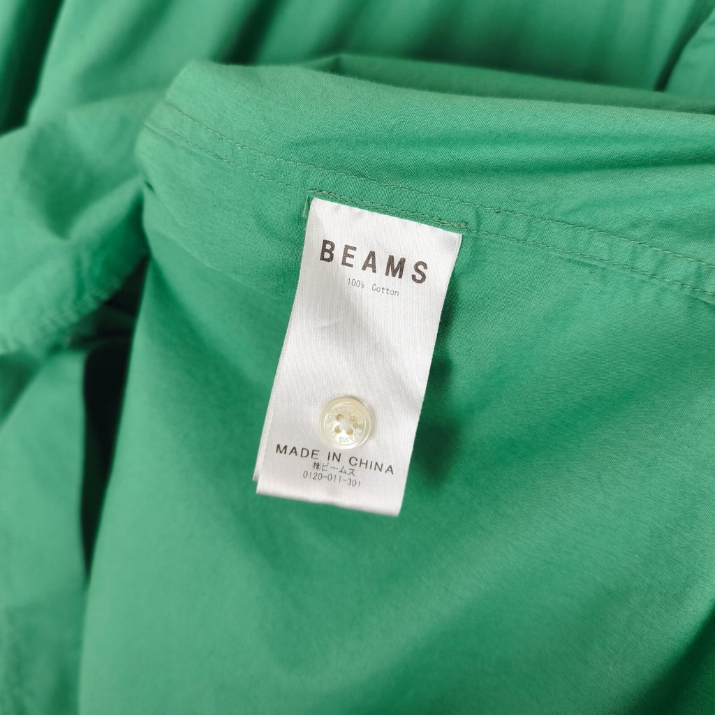 BEAMS Men's Green Relaxed Fit Multi Pocket Utility Overshirt