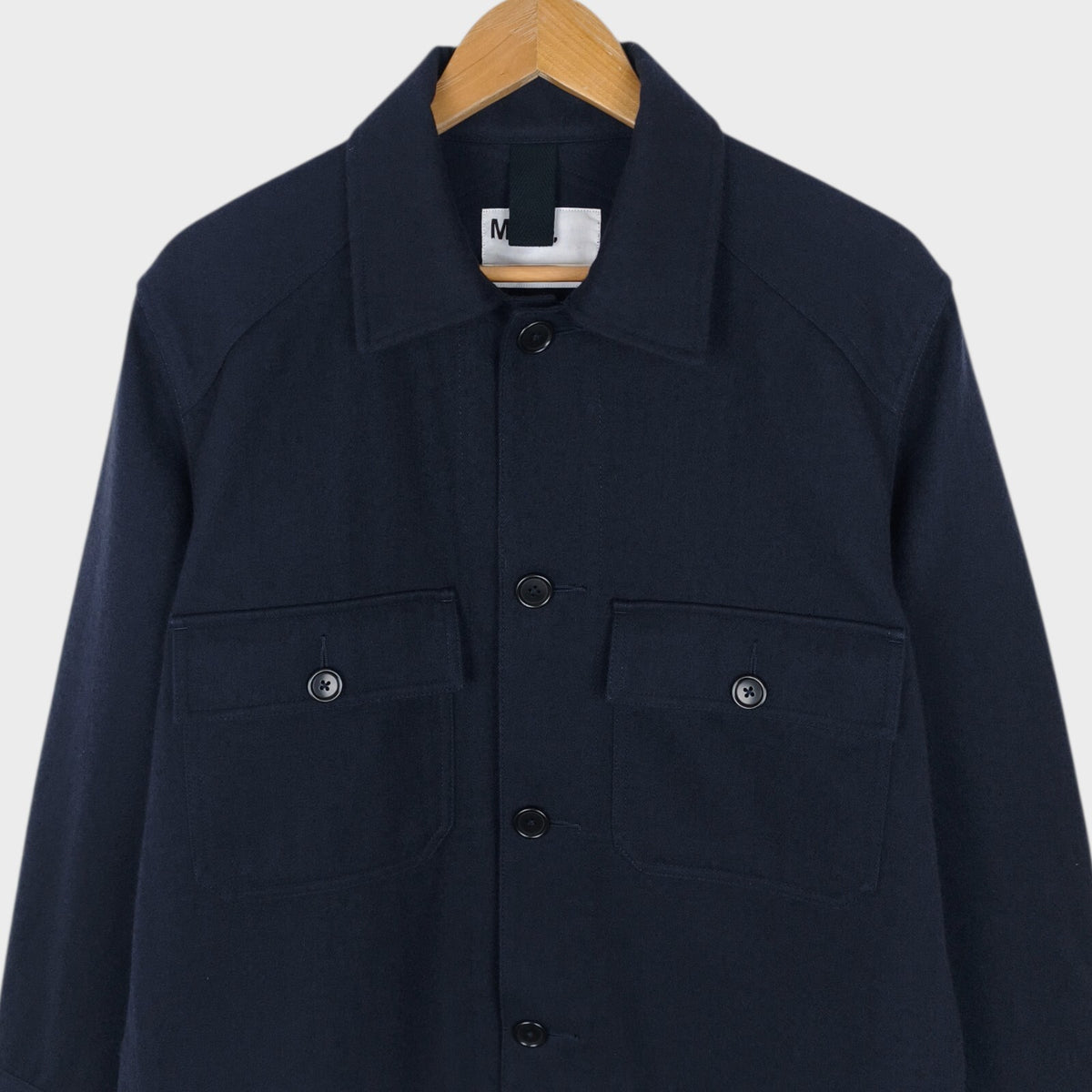 MHL MARGARET HOWELL Men's Navy Blue Wool/Cotton Utility Blouson Jacket