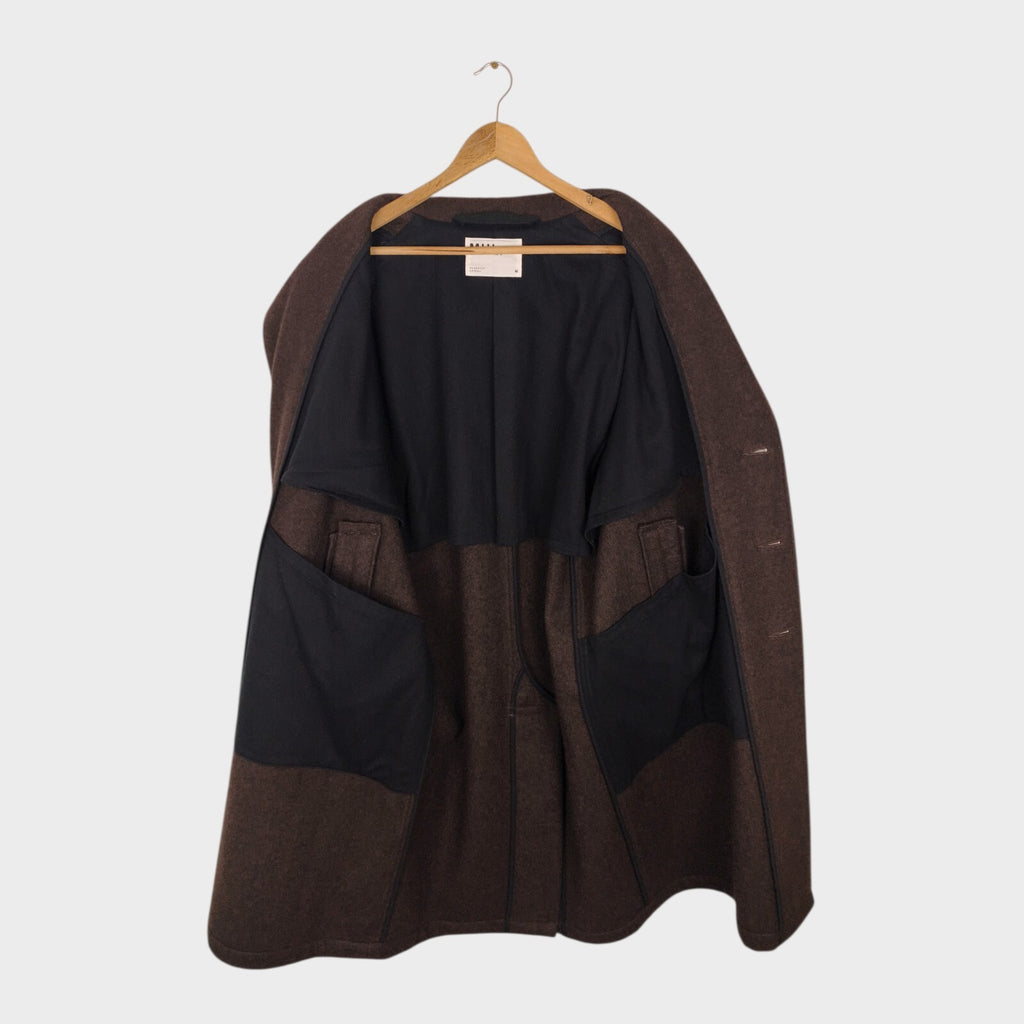 MHL MARGARET HOWELL Men's Brown Heavyweight 100% Melton Wool Coat