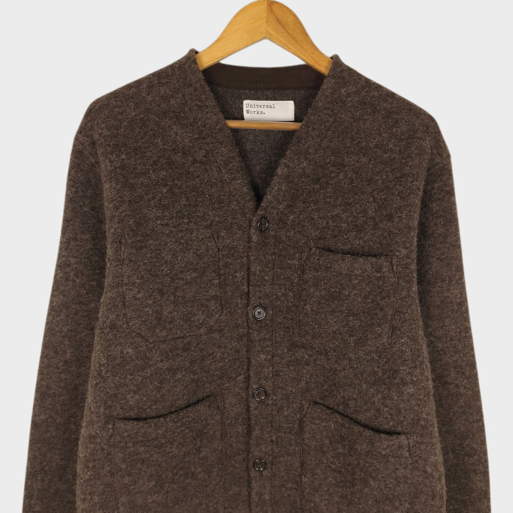 UNIVERSAL WORKS Men's Brown Wool Fleece Cardigan
