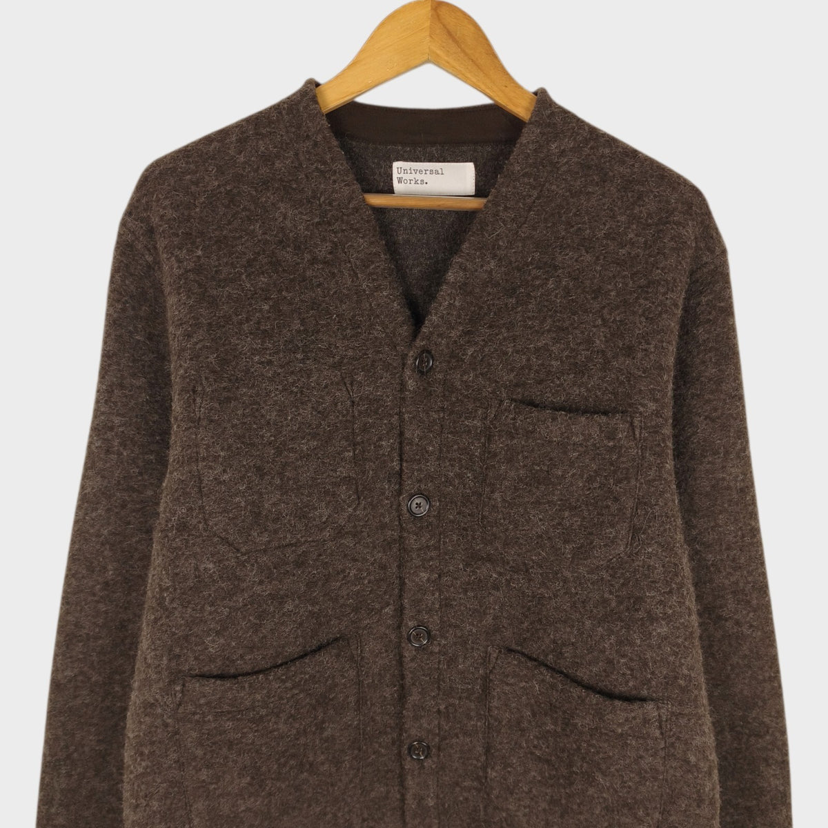 UNIVERSAL WORKS Men's Brown Wool Fleece Cardigan