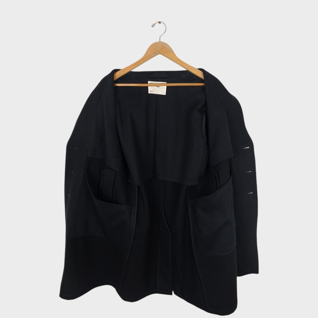 MHL MARGARET HOWELL Men's Black Heavyweight 100% Melton Wool Coat