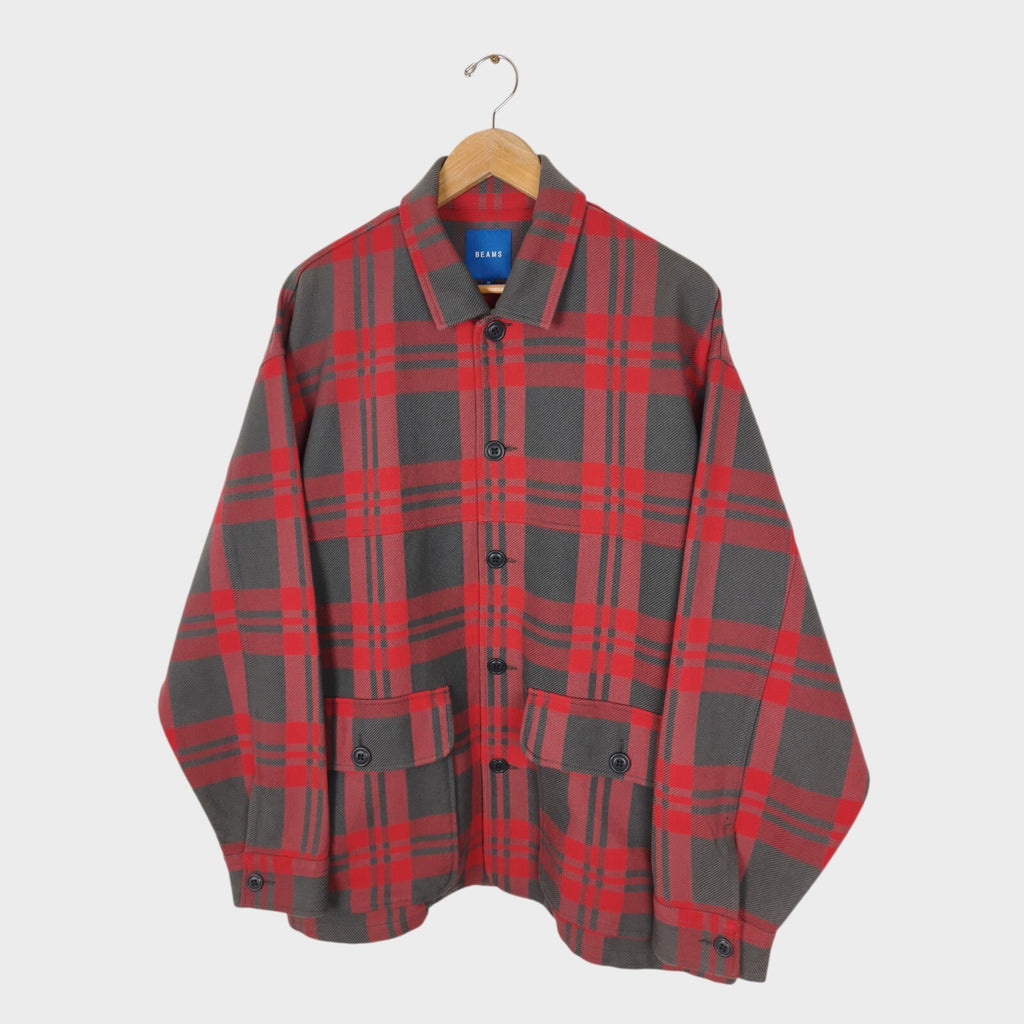 BEAMS Men's Oversized Fit Heayweight Soft Twill Mackinaw Jacket