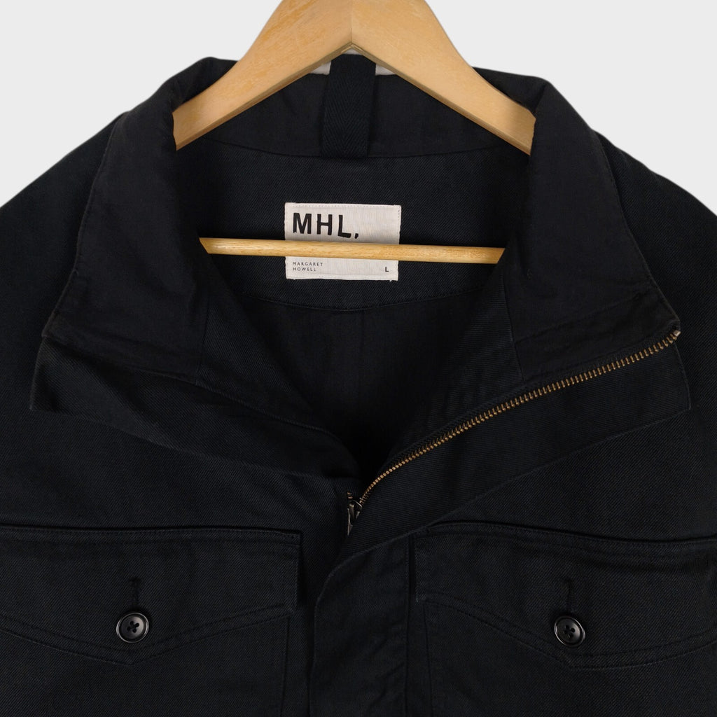 MHL MARGARET HOWELL Men's Black Heavyweight Relaxed Fit Jacket Smock