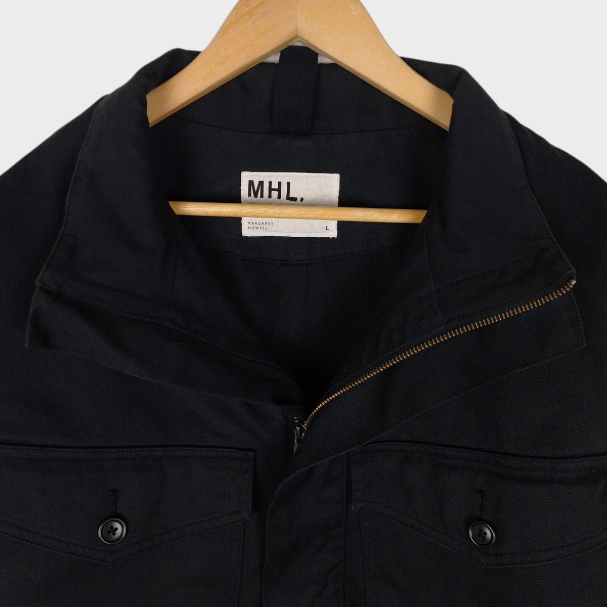 MHL MARGARET HOWELL Men's Black Heavyweight Relaxed Fit Jacket Smock