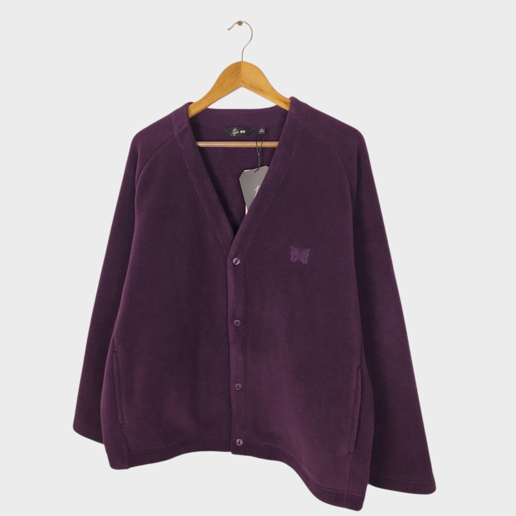 NEEDLES x UNIQLO Men's Purple Embroidered Logo Cardigan