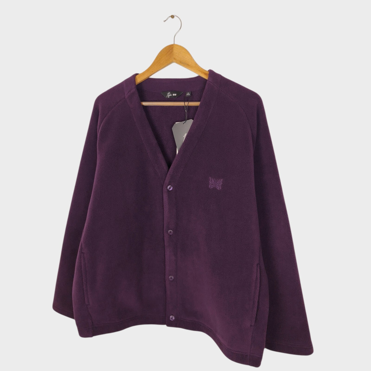 NEEDLES x UNIQLO Men's Purple Embroidered Logo Cardigan
