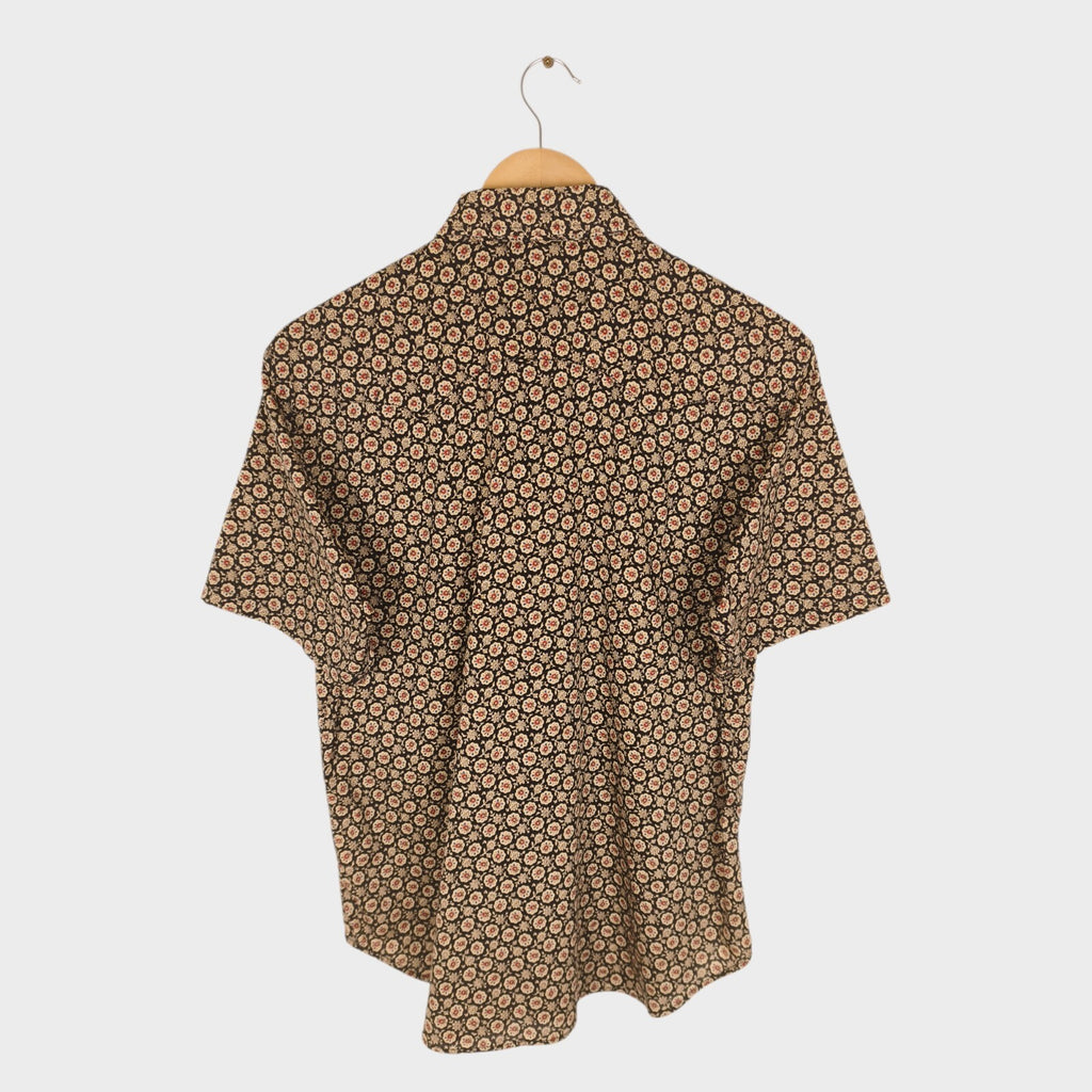 SUGAR CANE Men's Made in Japan Floral Print Short Sleeved Western Shirt