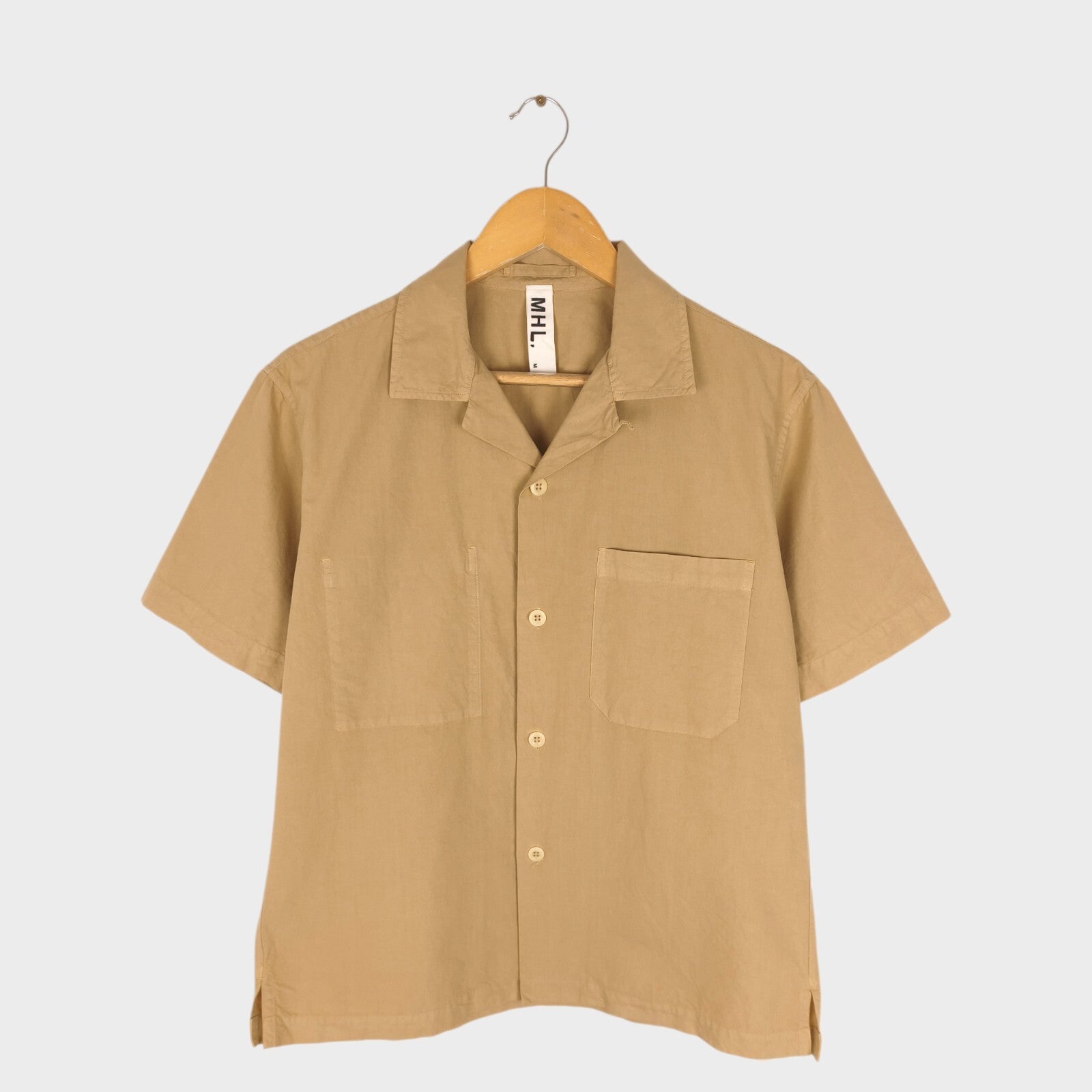 MHL MARGARET HOWELL Men's Beige Cotton Short Sleeved Shirt
