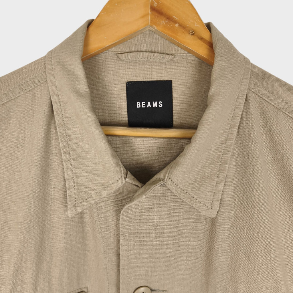 BEAMS Men's Taupe Linen/Cotton Oversized Fit Safari Jungle Jacket