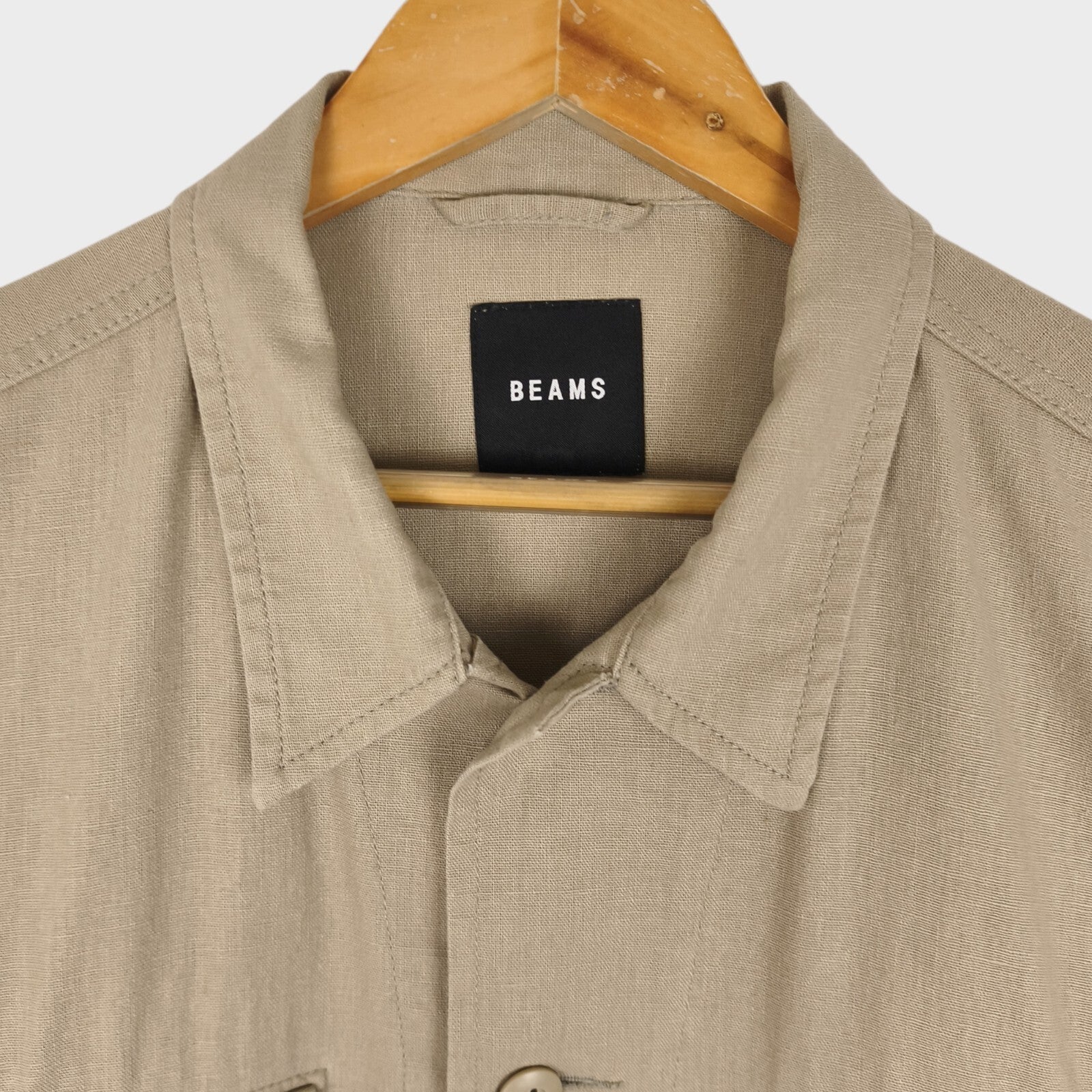 BEAMS Men's Taupe Linen/Cotton Oversized Fit Safari Jungle Jacket