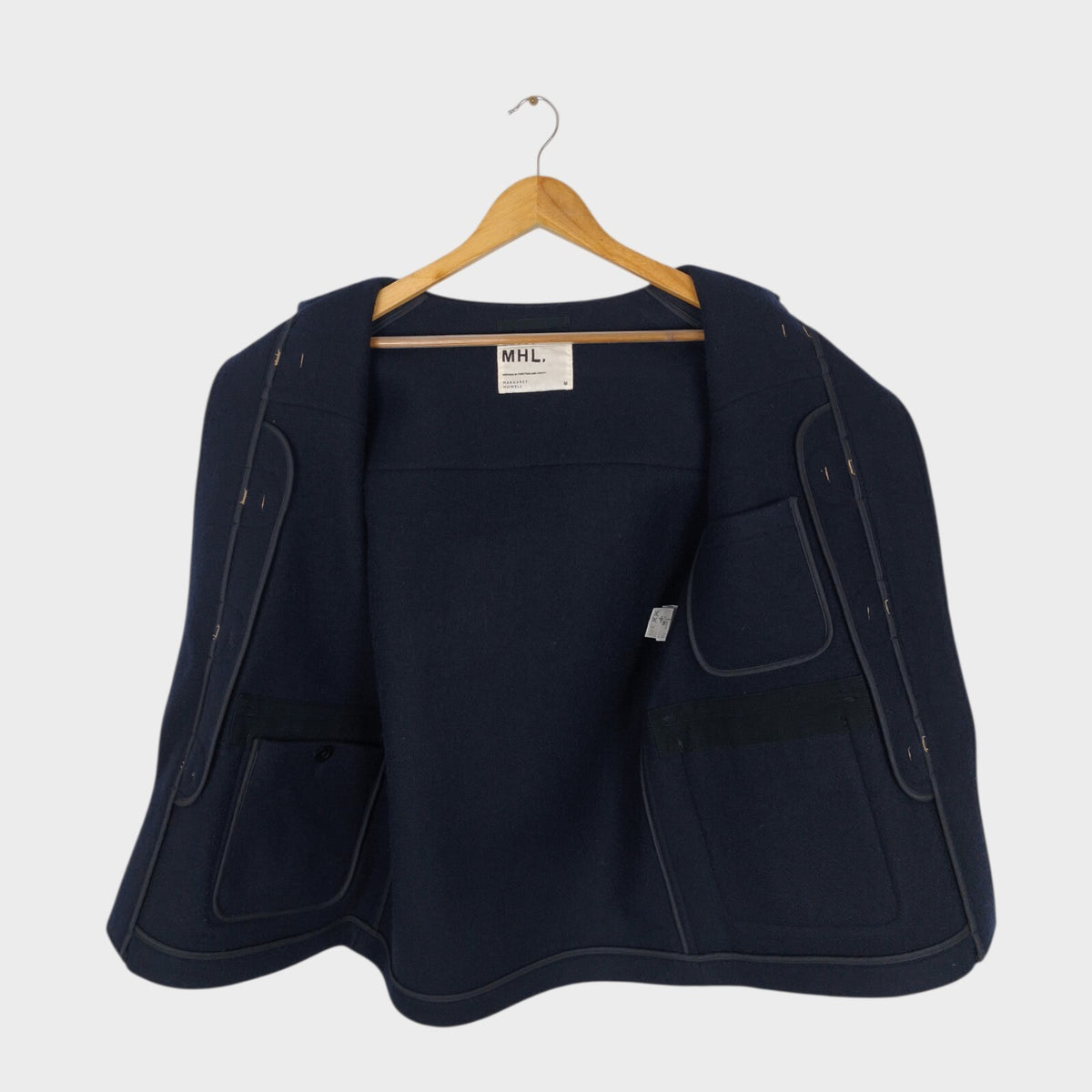 MHL MARGARET HOWELL Men's Navy Heavyweight Wool Blend Duffle Coat