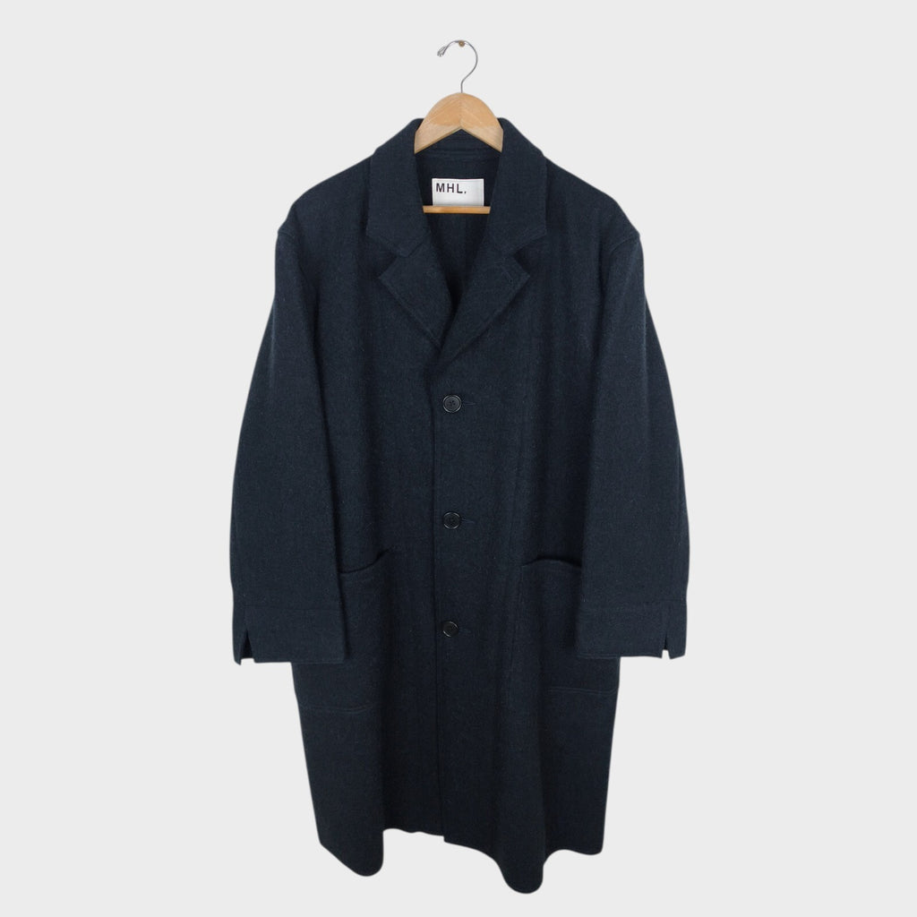 MHL MARGARET HOWELL Men's Dark Navy Heavyweight 100% Wool Coat