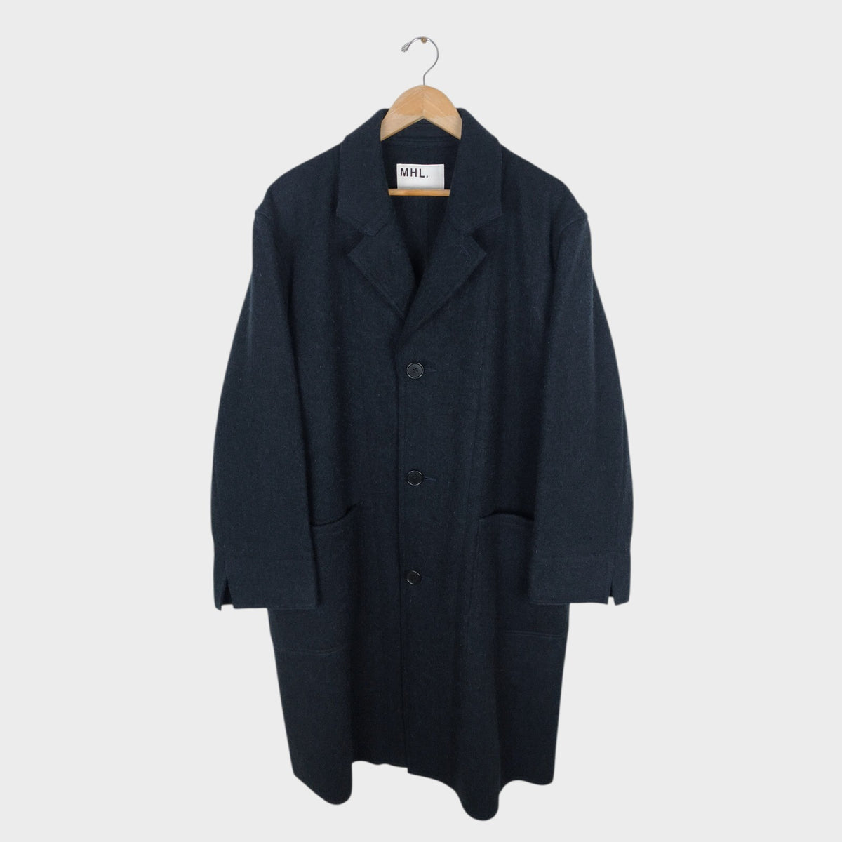 MHL MARGARET HOWELL Men's Dark Navy Heavyweight 100% Wool Coat