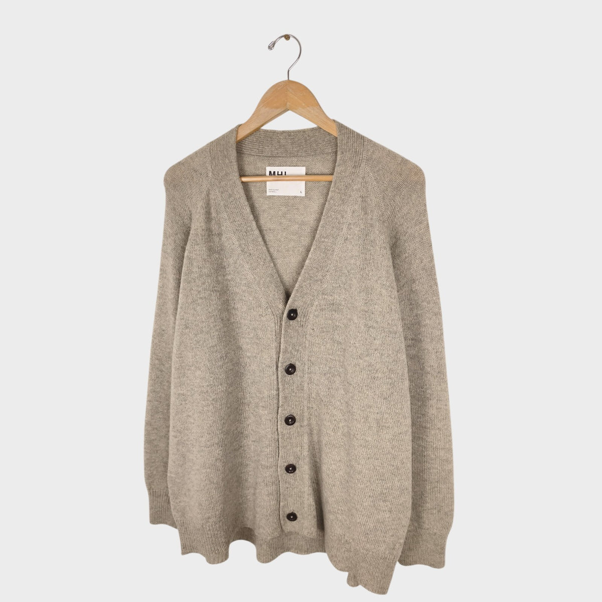 MHL MARGARET HOWELL Men's Oatmeal 100% Wool Knit Cardigan