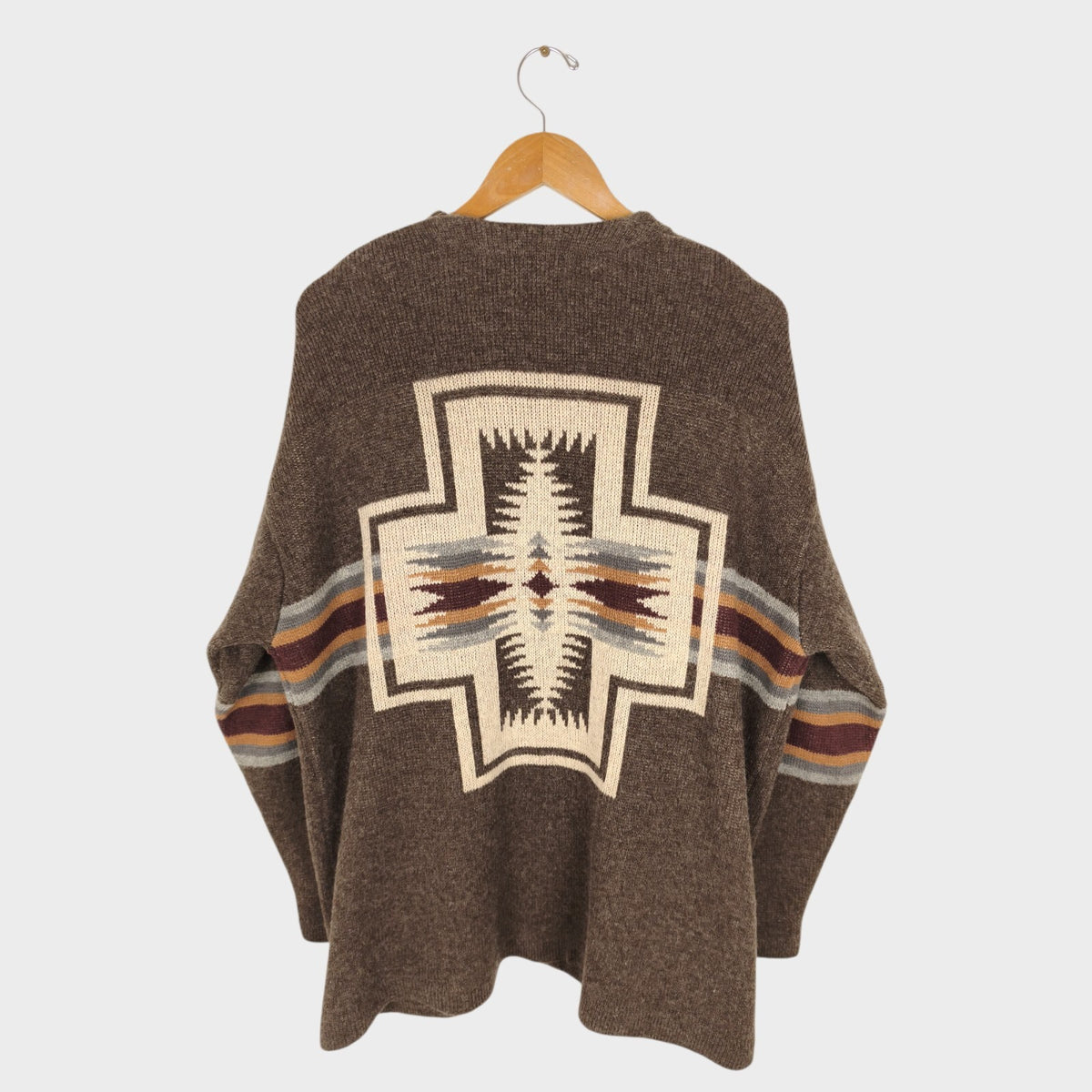 PENDLETON Men's Navajo Jacquard Wool Blend Open Cardigan