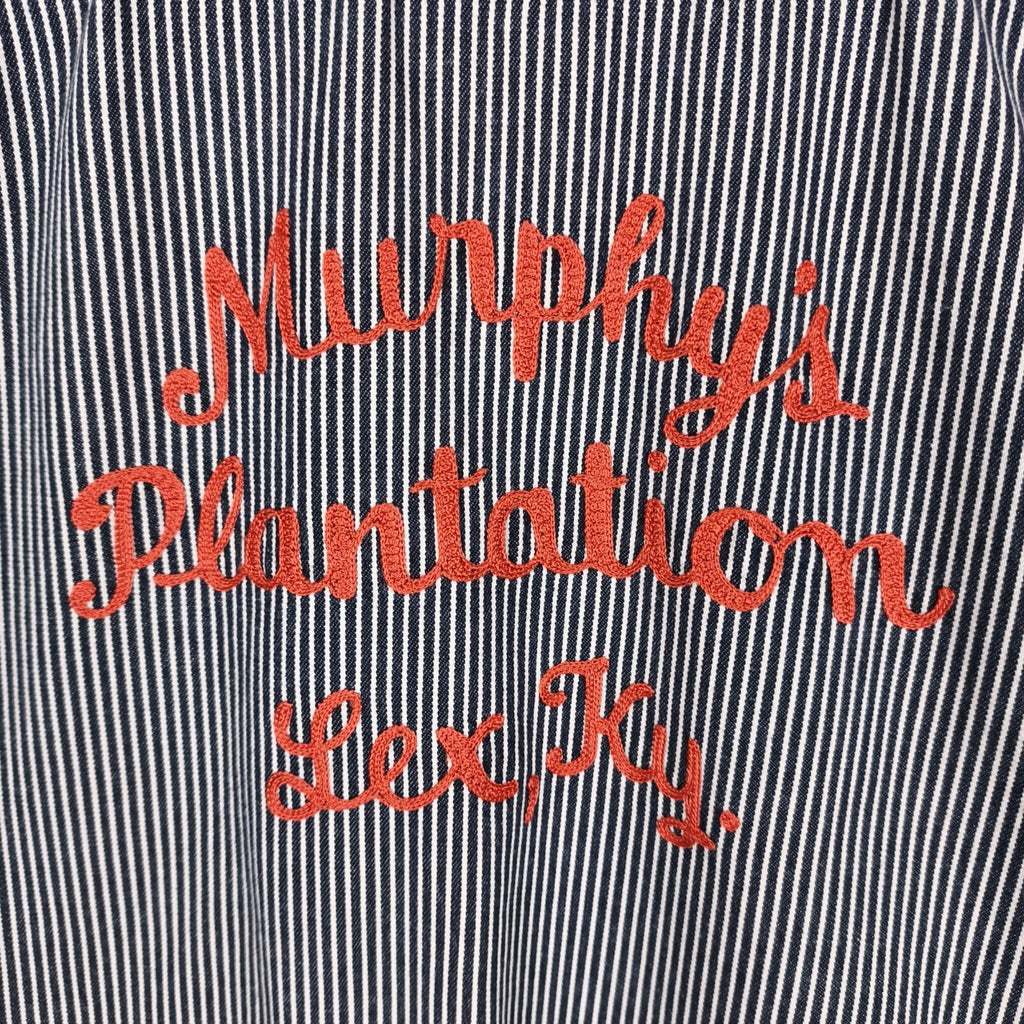 SUGAR CANE Men's Made in Japan Hickory Stripe Chain Stitch Embroidered Shirt