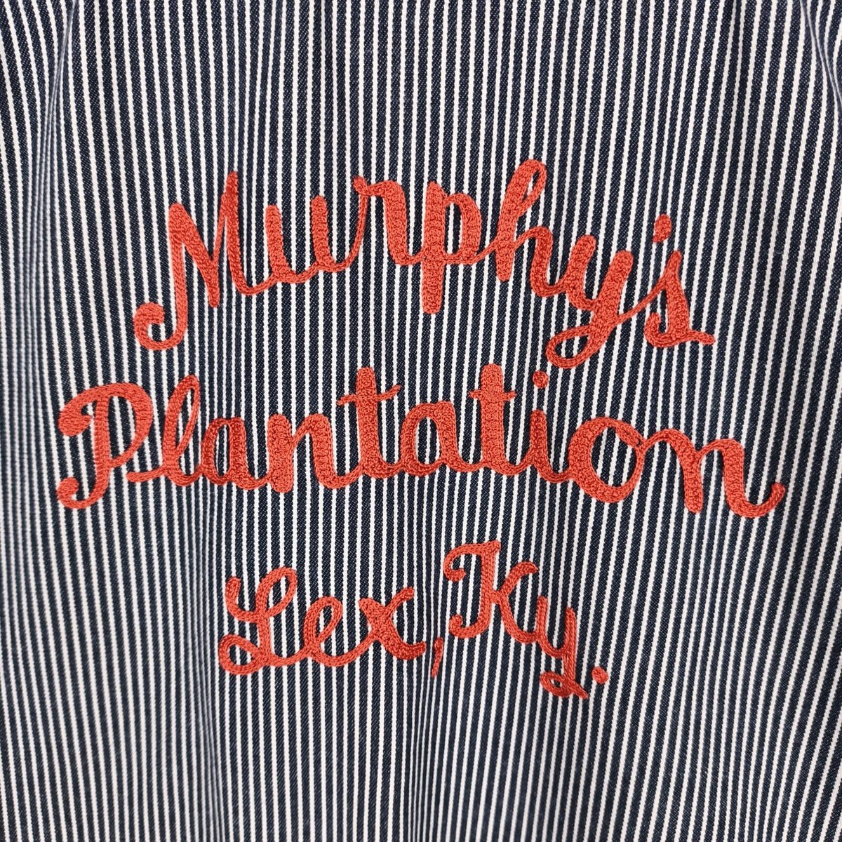 SUGAR CANE Men's Made in Japan Hickory Stripe Chain Stitch Embroidered Shirt