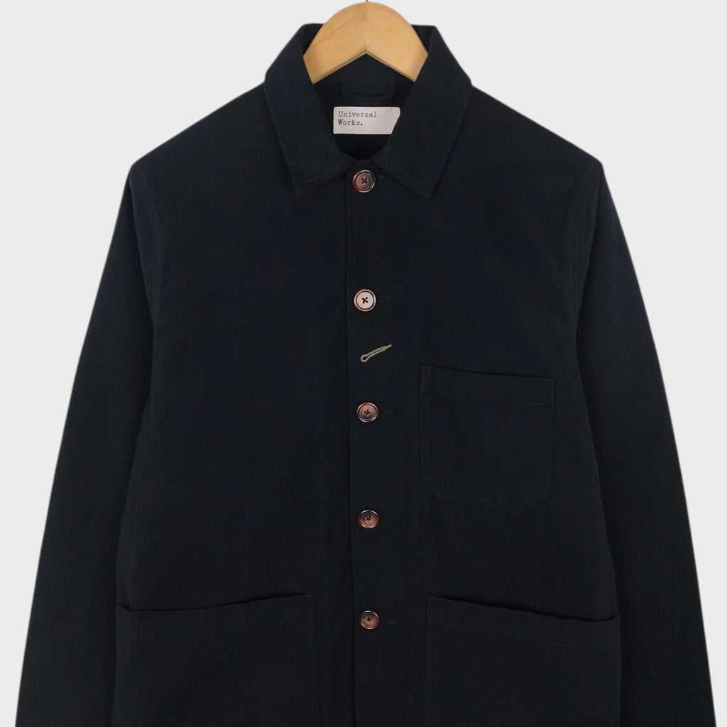 UNIVERSAL WORKS Men's Black Brushed Flannel Bakers Chore Jacket