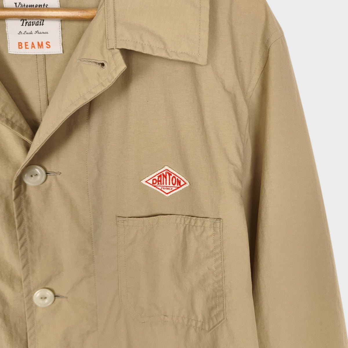 DANTON Men's Made in Japan Light Beige/Khaki Nylon Coat Jacket
