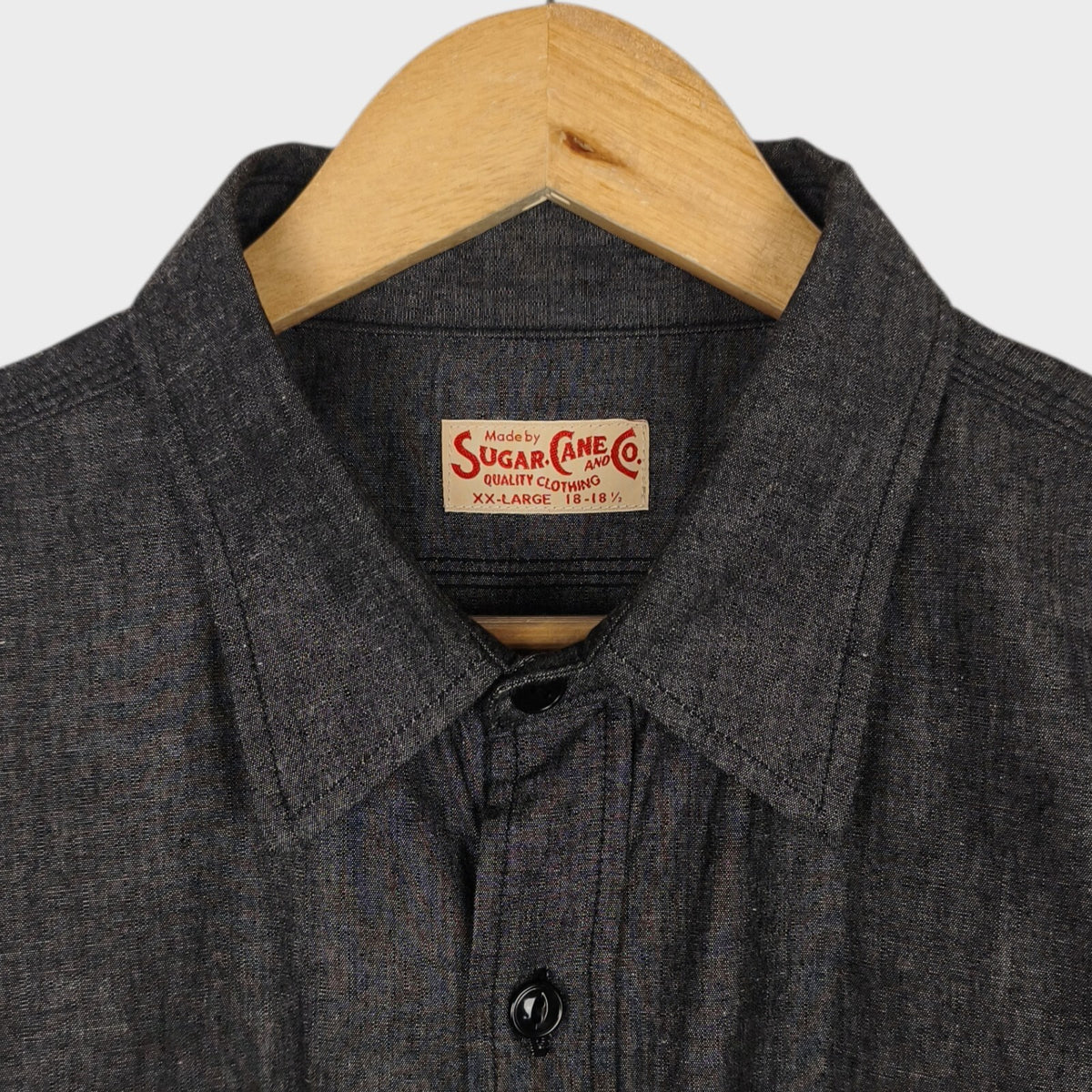 SUGAR CANE Men's Made in Japan Dark Grey Chambray Work Shirt
