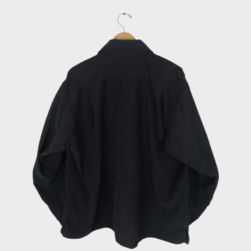 DAIWA PIER39 Men's Black Corduroy Tech Fisherman's Open Collar Overshirt