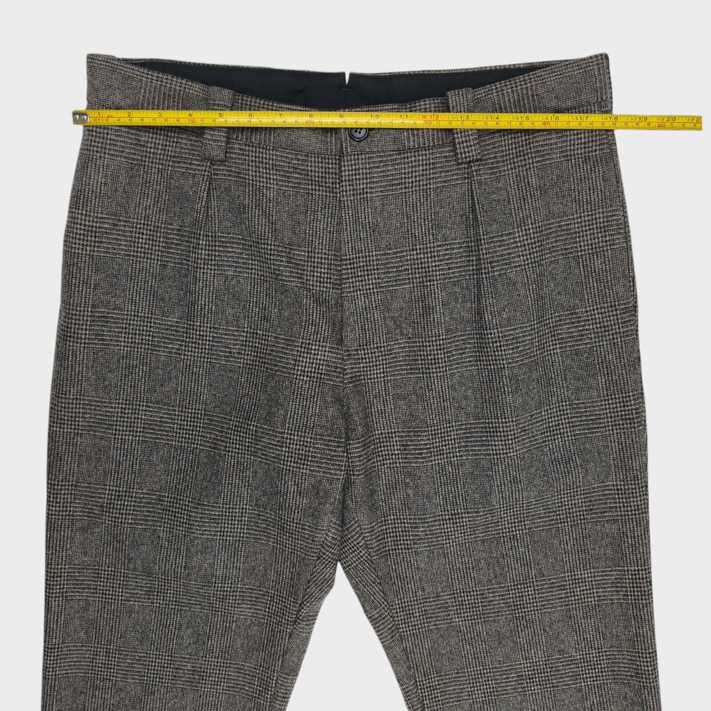 MARGARET HOWELL Men's Fox Brothers Grey Glen Check 100% Wool Trousers
