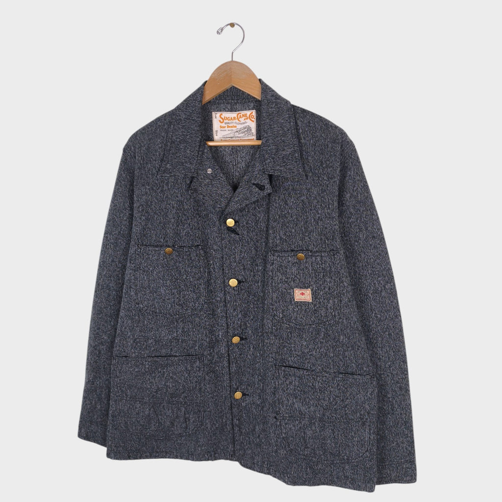 SUGAR CANE Men's Made in Japan Grey Melange Cotton Chore Jacket