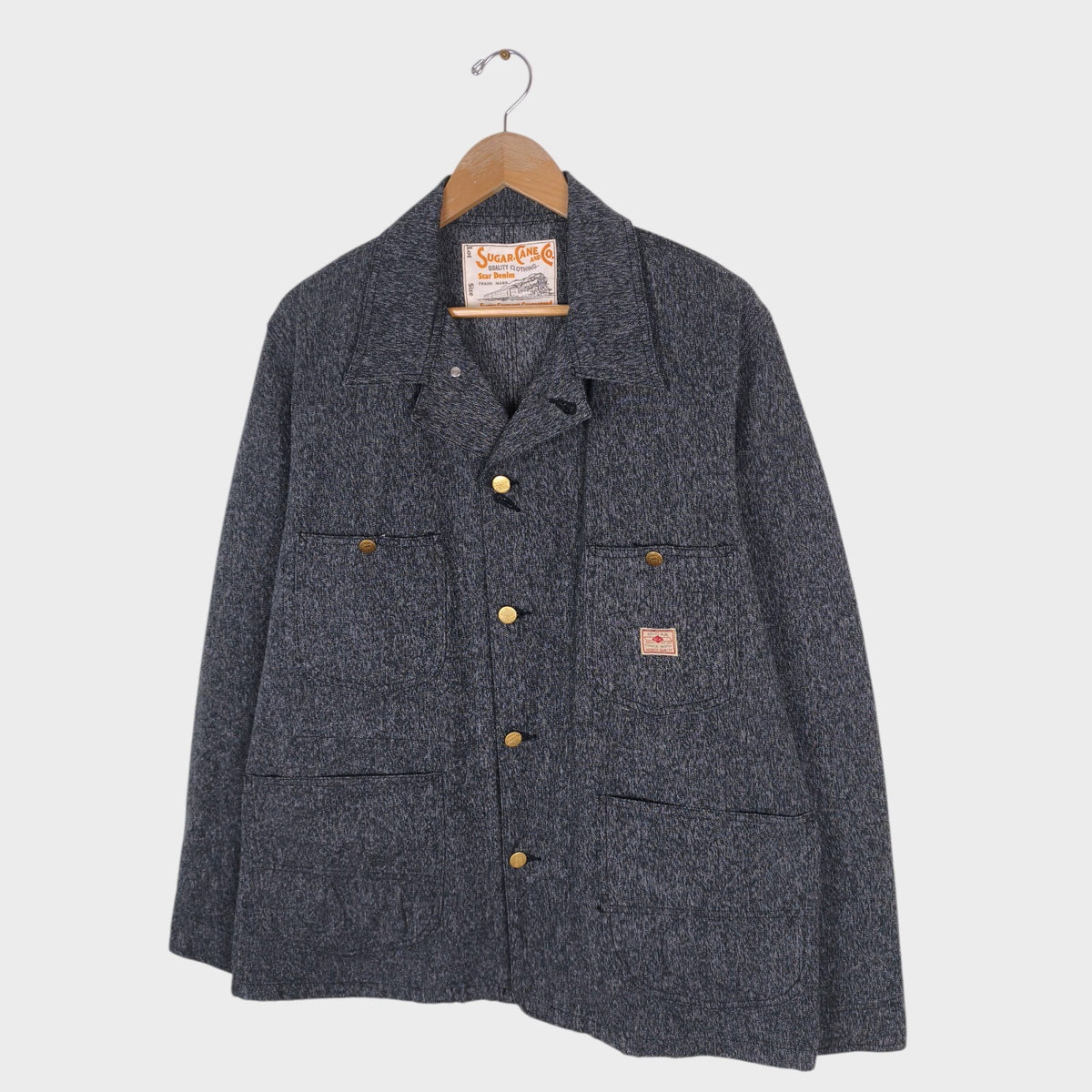 SUGAR CANE Men's Made in Japan Grey Melange Cotton Chore Jacket
