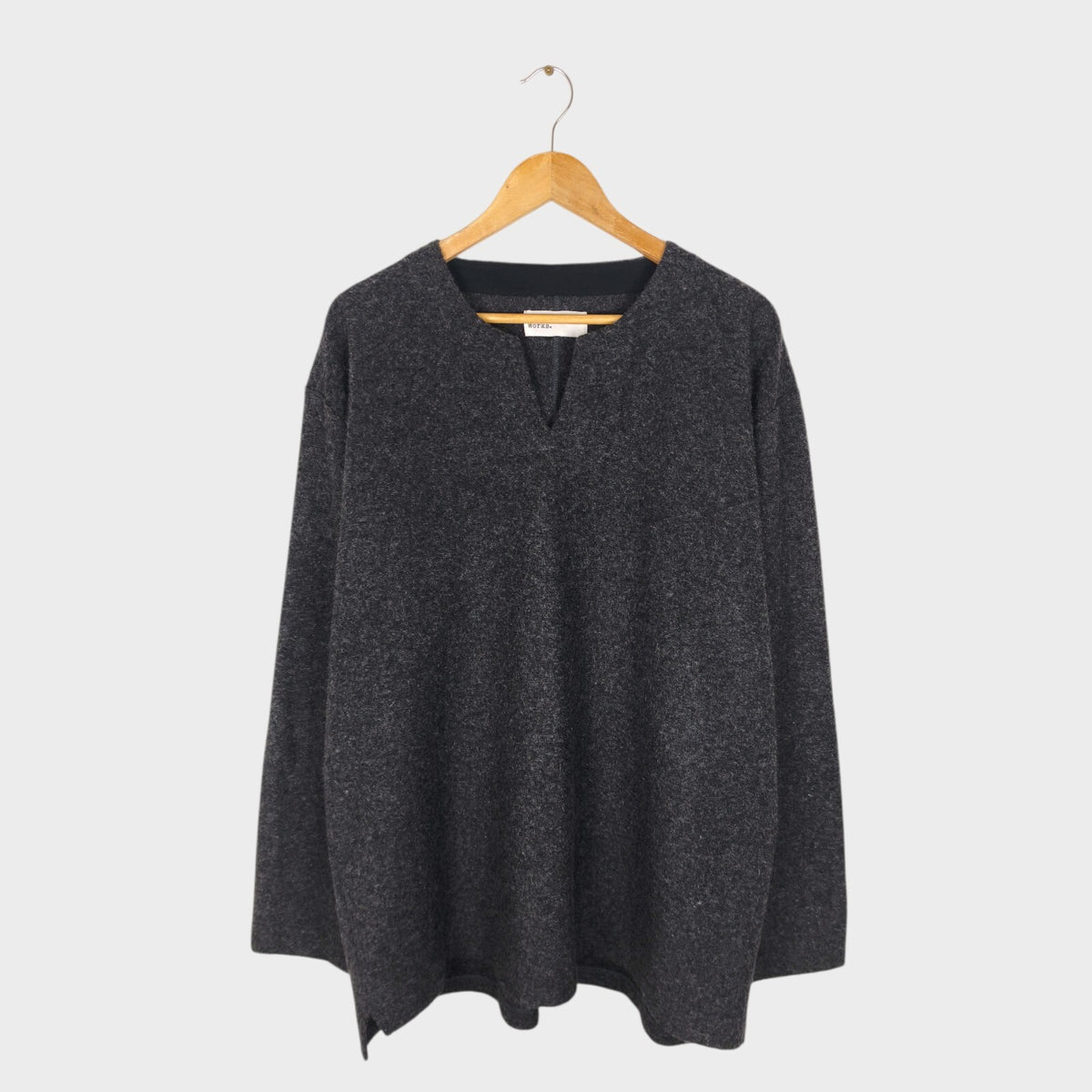 UNIVERSAL WORKS Men's Grey Wool Blend Split Neck Pullover Jumperr