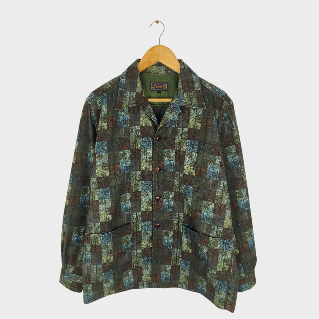 BEAMS PLUS Men's Multicoloured Patchwork Print Komatsu Chore Jacket