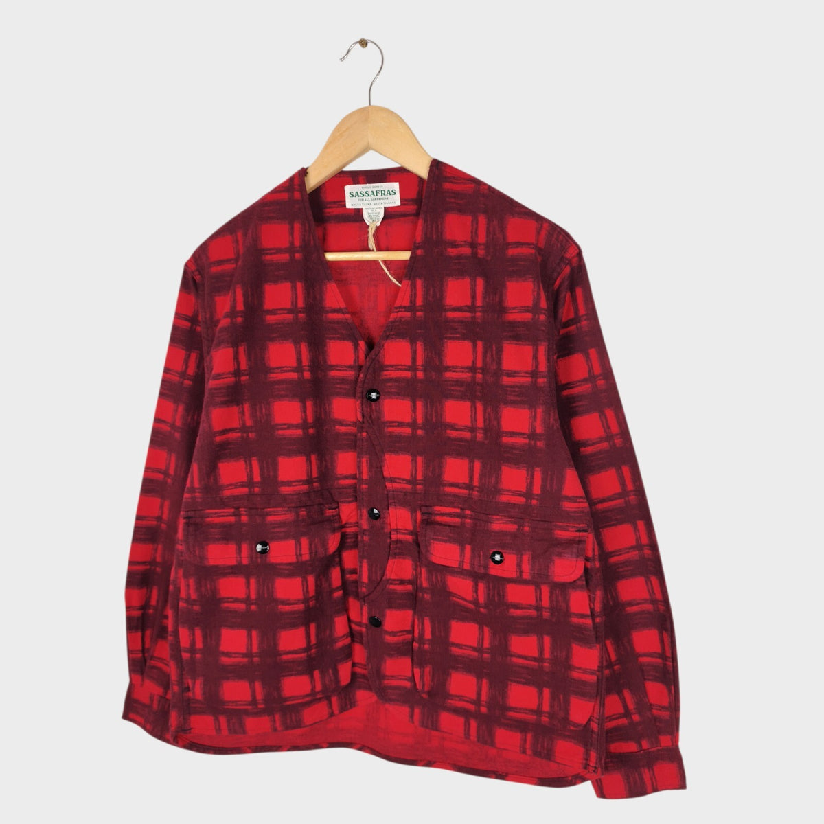 SASSAFRAS Men's Made in Japan Red Check Gardenia Hunter Flannel Jacket