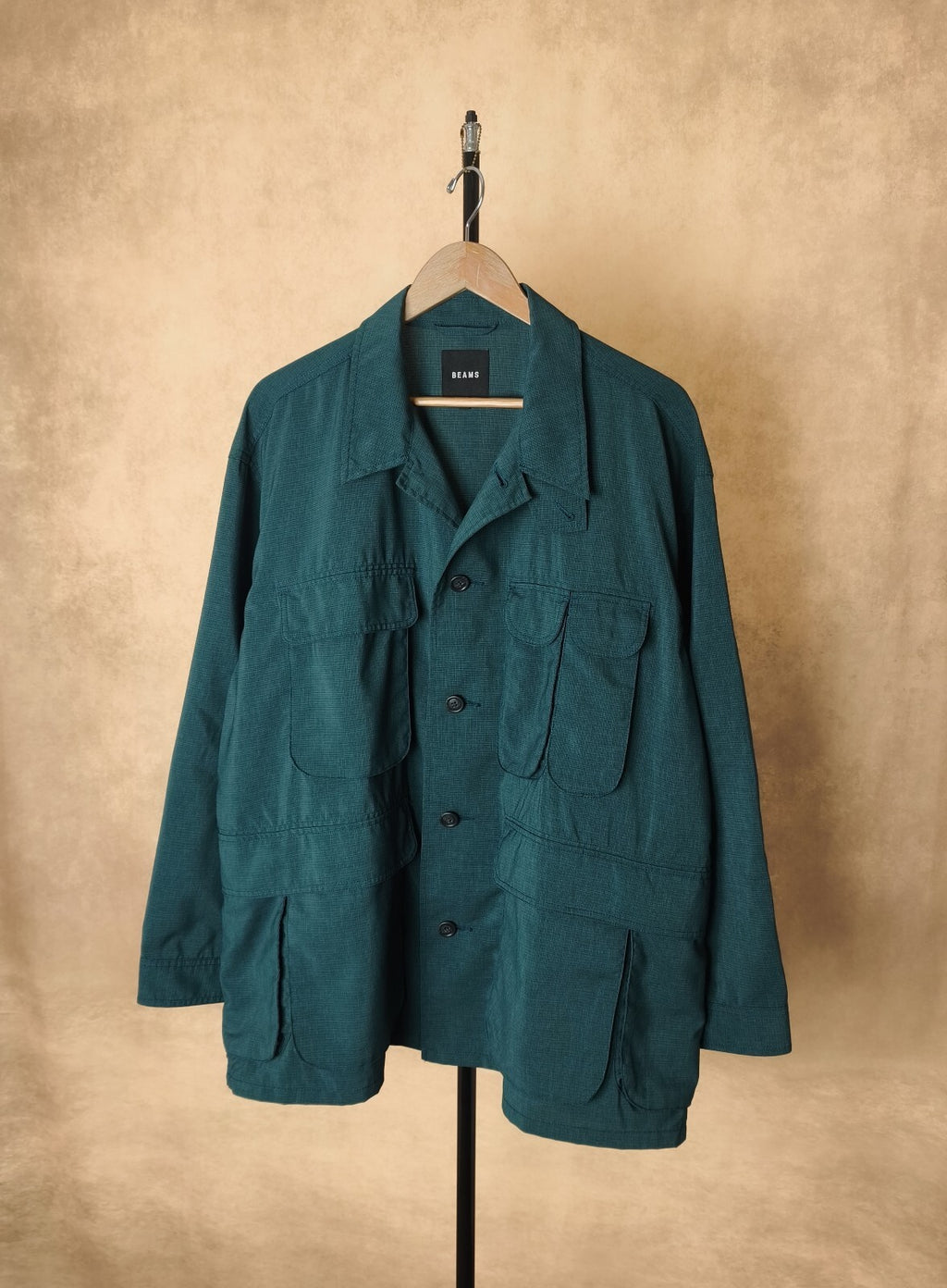 BEAMS Men's Teal Green Oversized Fit Lightweight Utility Fishing Jacket