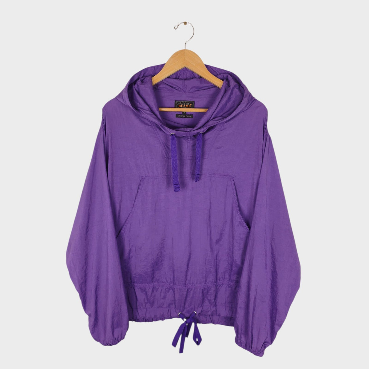 BEAMS PLUS Men's Purple Oversized Fit Nylon Sports Smock Anorak Parka Jacket