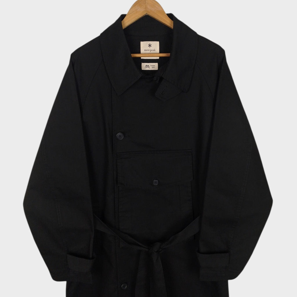 SNOW PEAK Men's Black Takibi Spec Utility Trench Coat