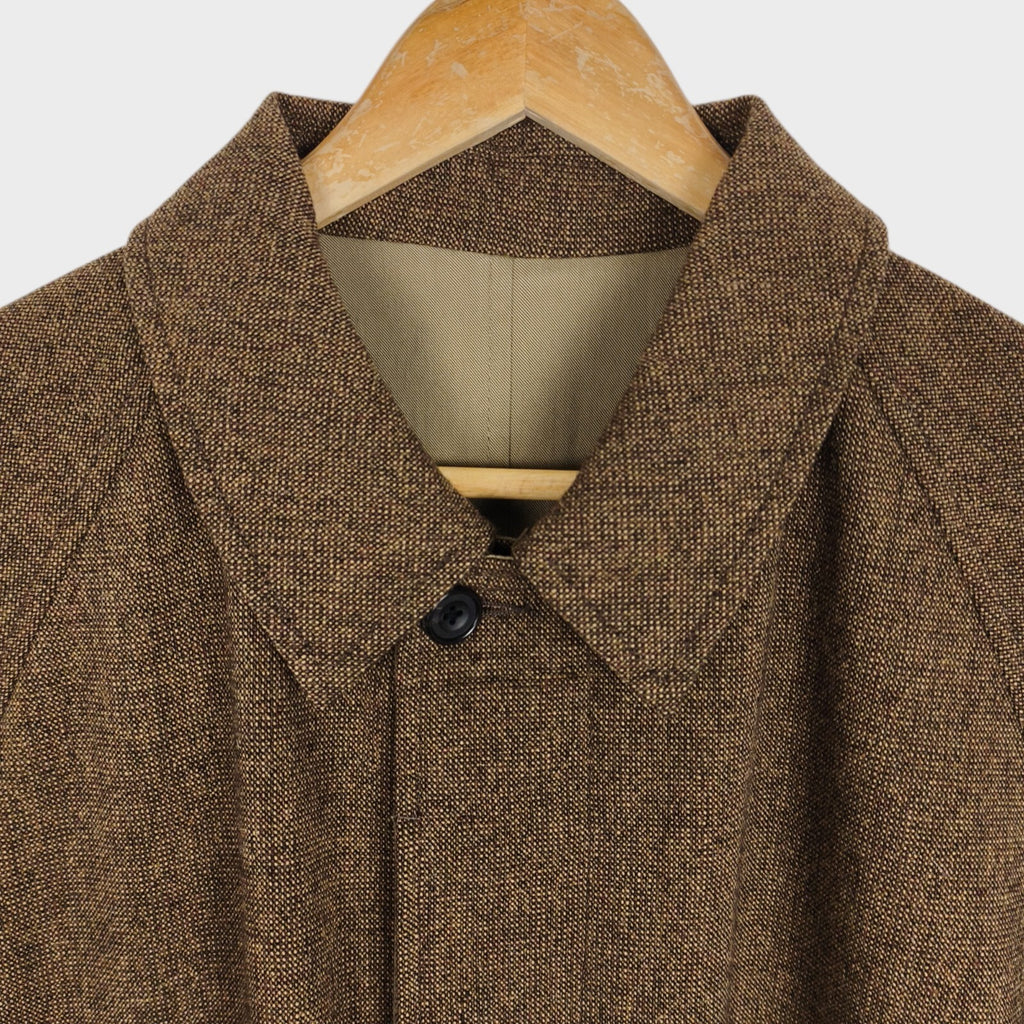BEAMS PLUS Men's Brown Heavyweight 100% Wool Reversible Balmacaan Coat