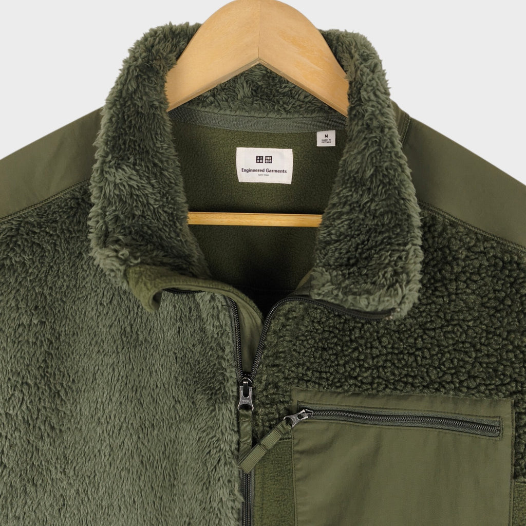 ENGINEERED GARMENTS x UNIQLO Men's Green Patchwork Fleece Zip Jacket
