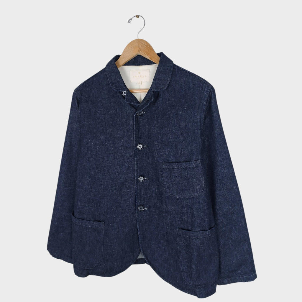 SAKULA Men's Made in Japan Dark Blue Denim Chore Jacket