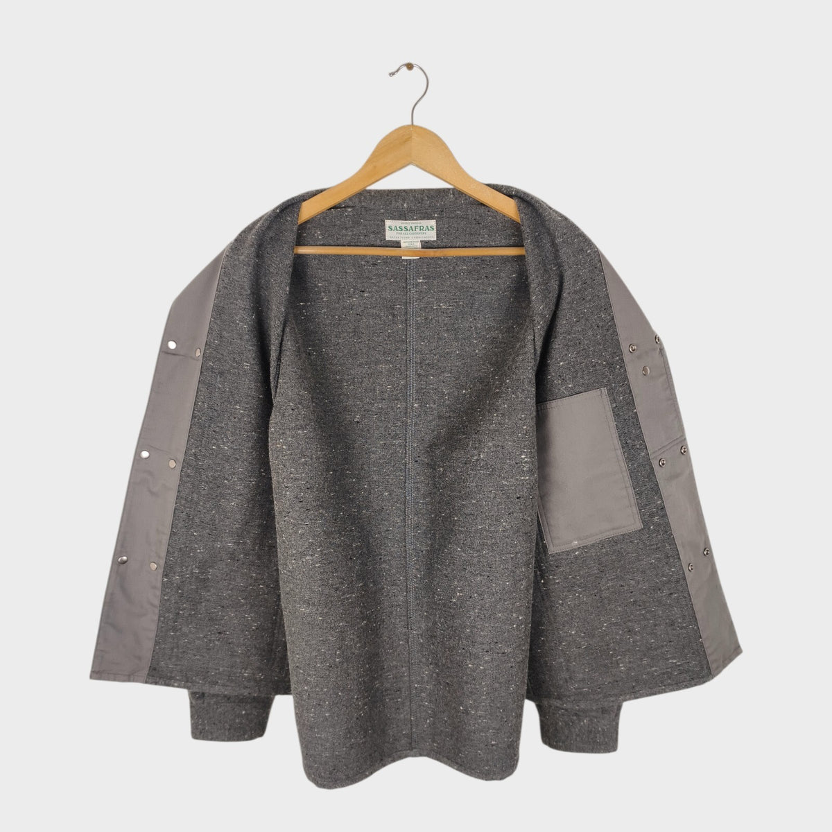 SASSAFRAS Men's Made in Japan Grey Wool Blend Leaf Blower Jacket