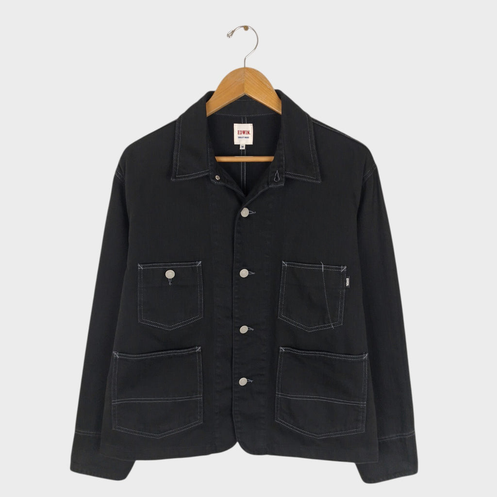 EDWIN Japan Men's Dark Grey Cropped Denim Chore Jacket