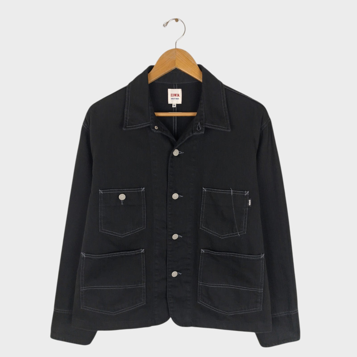 EDWIN Japan Men's Dark Grey Cropped Denim Chore Jacket