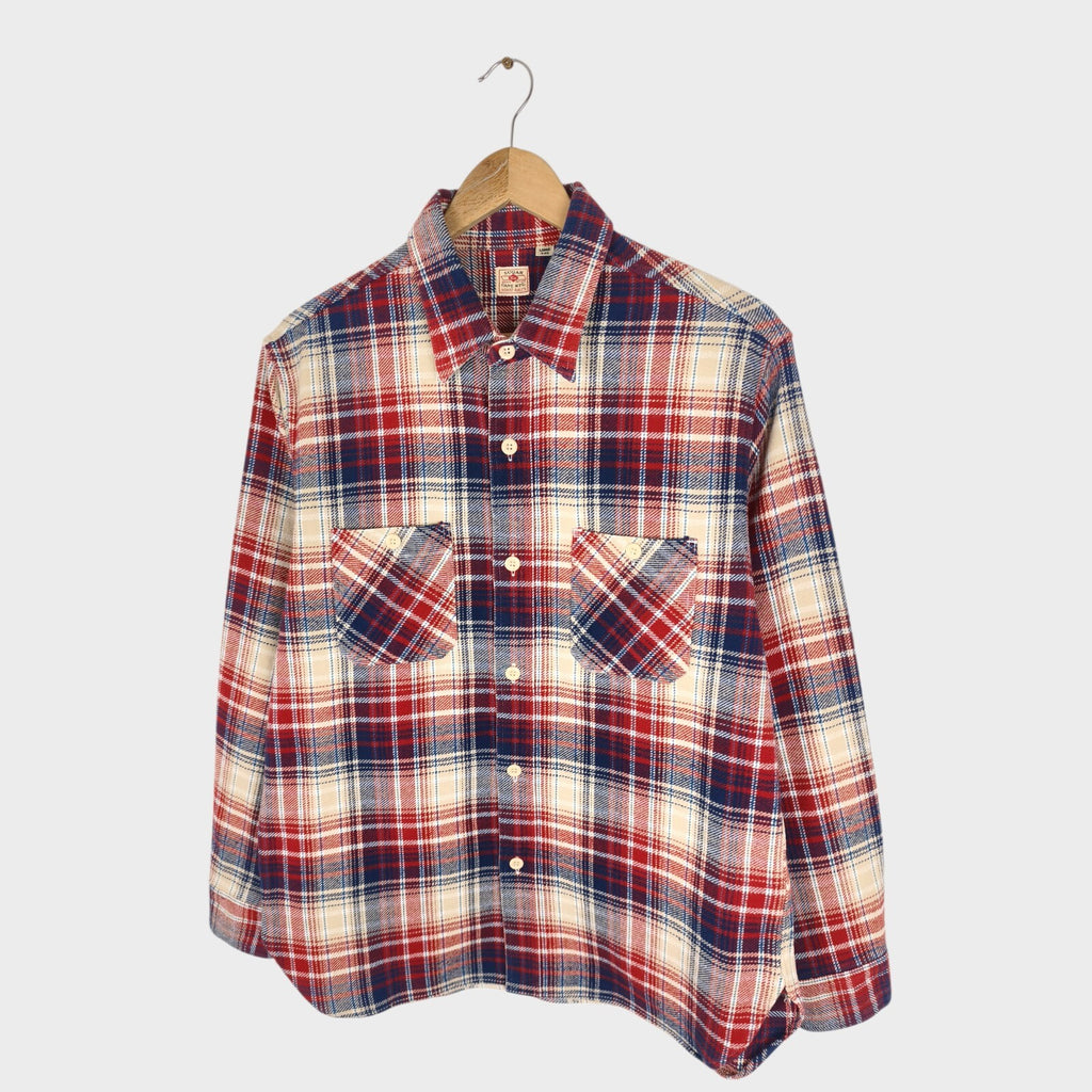 SUGAR CANE Men's Made in Japan Checked Heavyweight Flannel Shirt