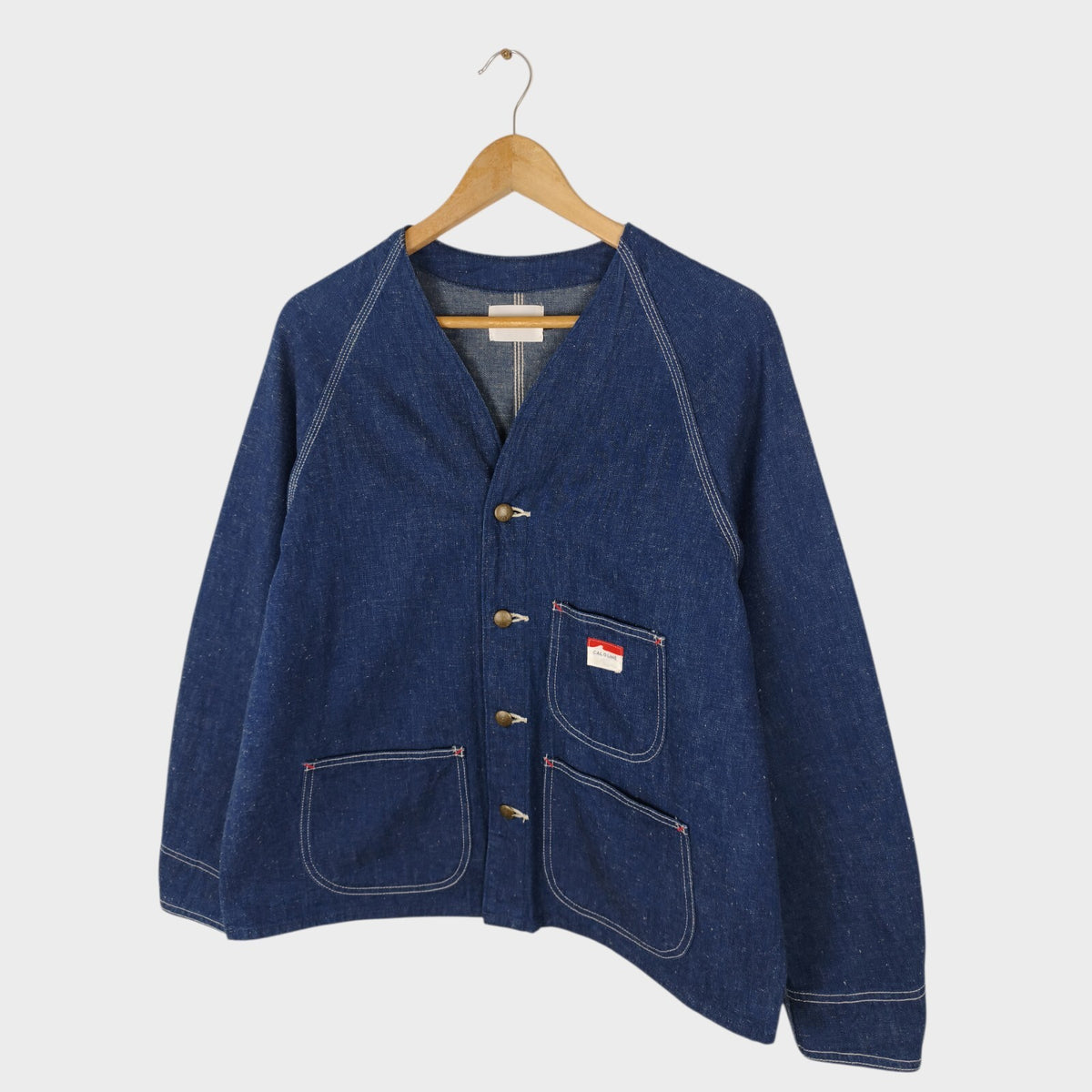 CAL O LINE Men's Made in Japan Blue Nep Denim V-Neck Chore Jacket