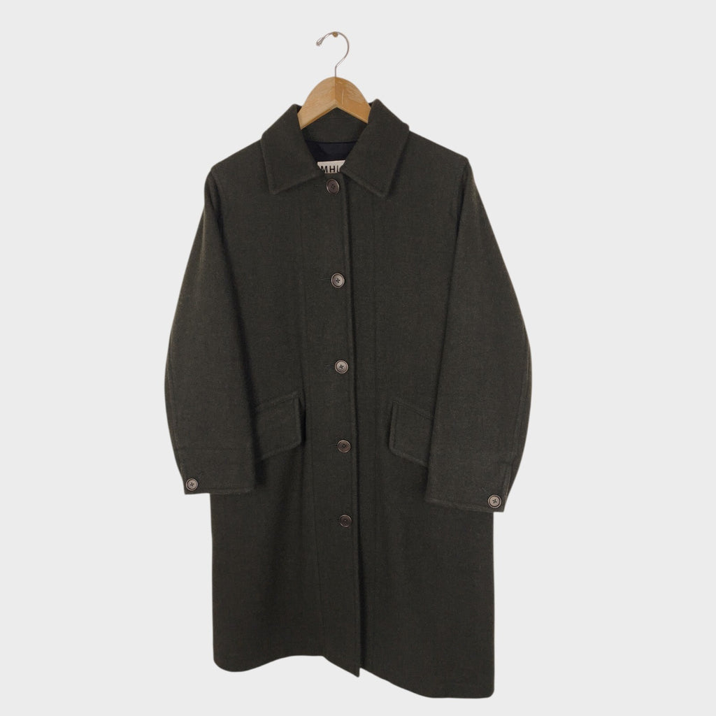 MHL MARGARET HOWELL Women's Dark Green 100% Wool Coat